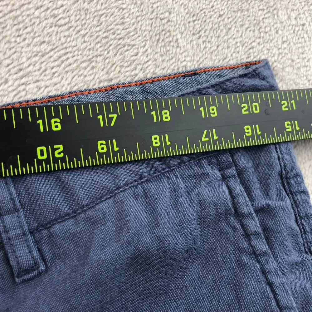 Faherty Mens Shorts Size 40 Chino Casual Linen Blend Relaxed Drawcord Blue